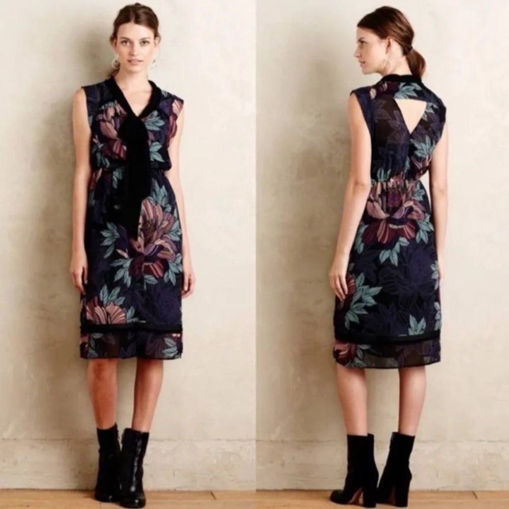 Maeve Bretin Floral Bow Tie Midi Dress